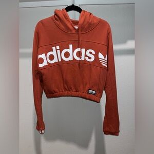 Adidas Rust Red Cropped Hoodie